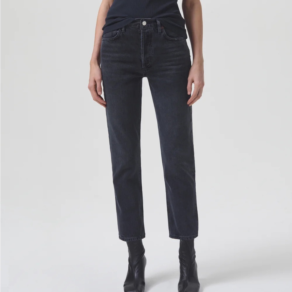 AGOLDE Riley High Rise Straight Crop in Black, 23